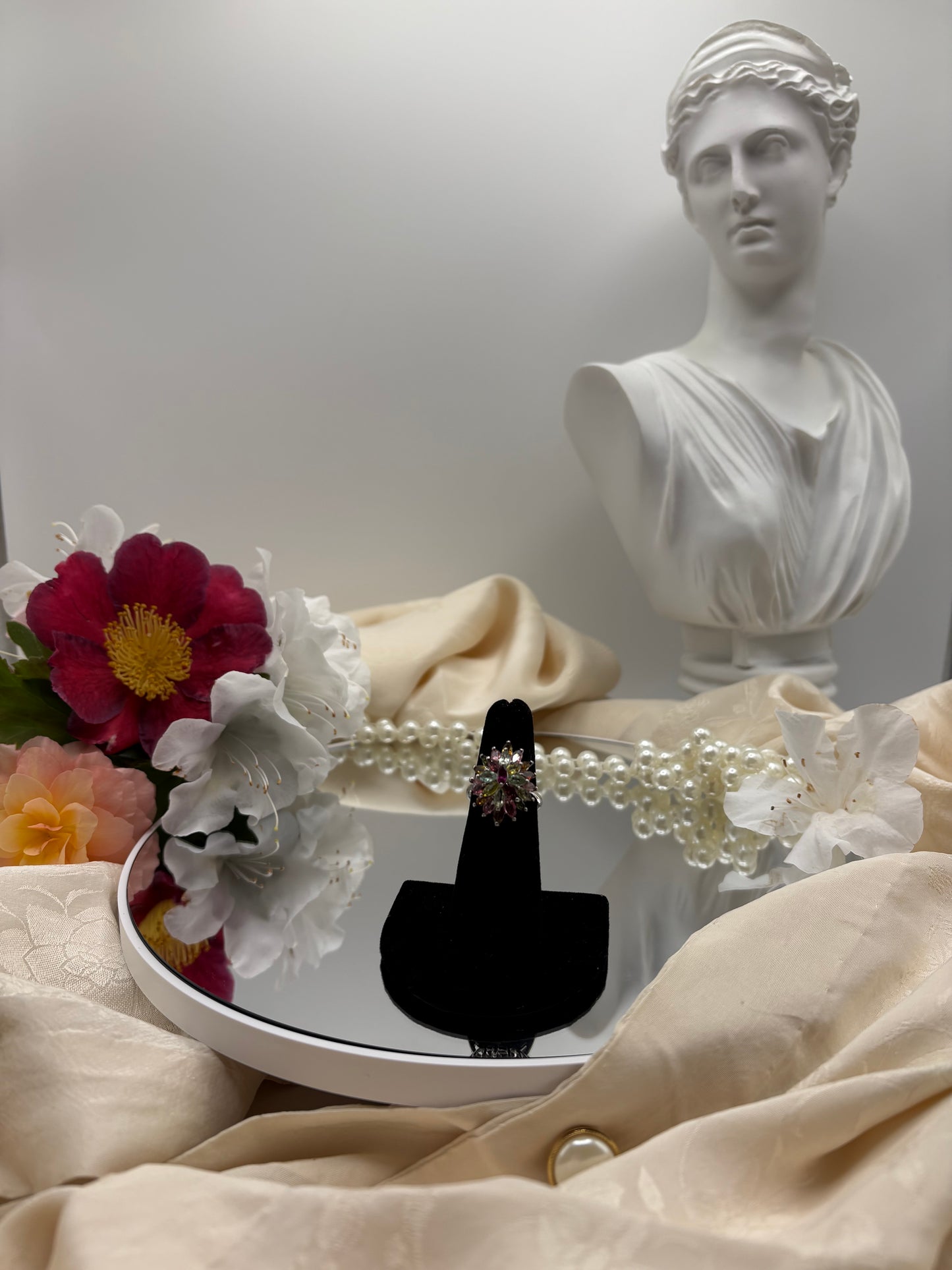 Multi-Tourmaline Floral Spray Ring