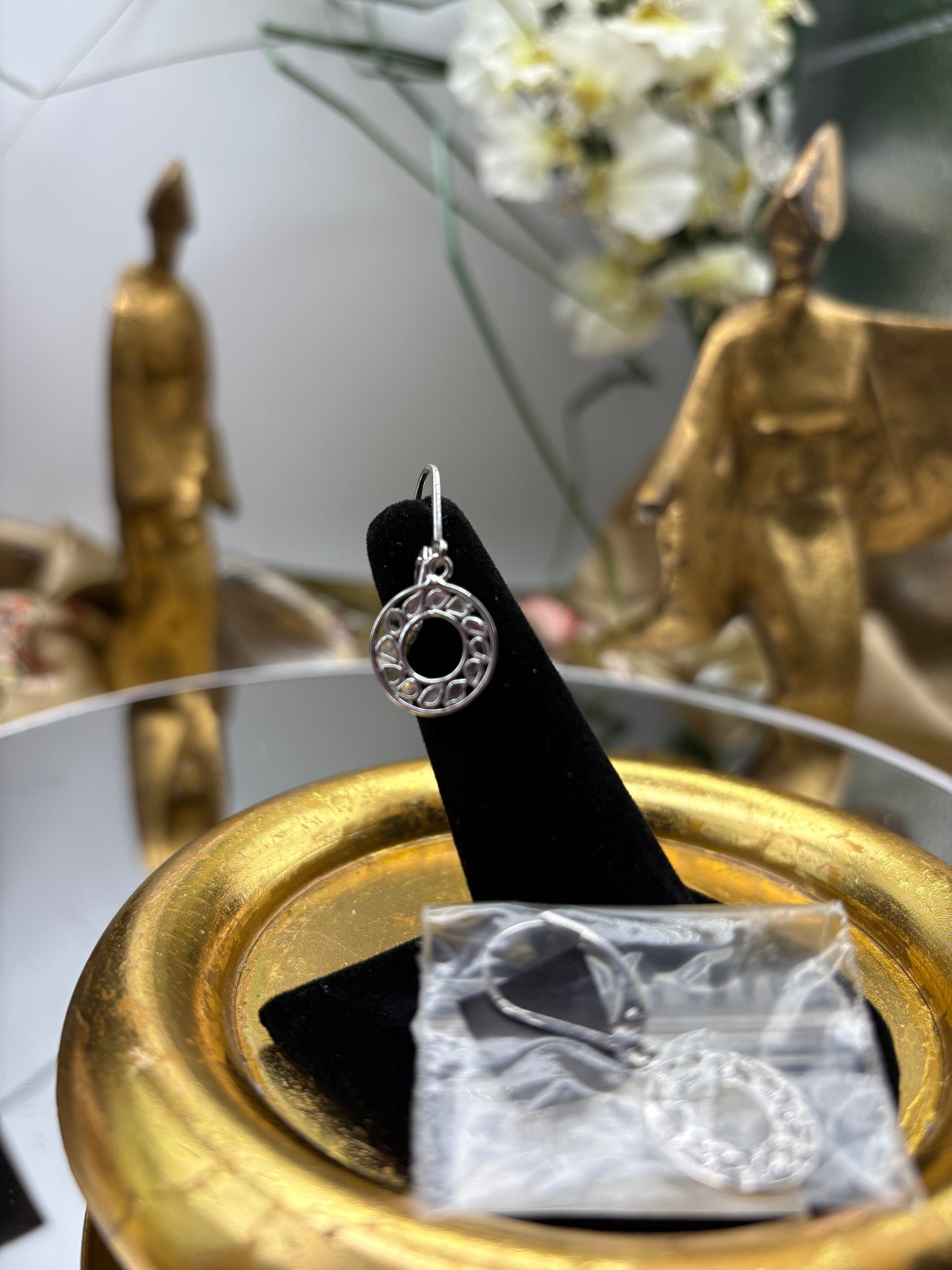 Polk I Diamond Lever Back Round Earrings in Sterling Silver