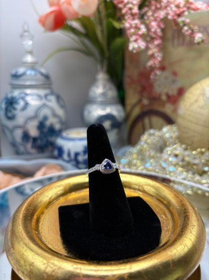 Tanzanite , White Zircon Ring in Rhodium Over Sterling Silver