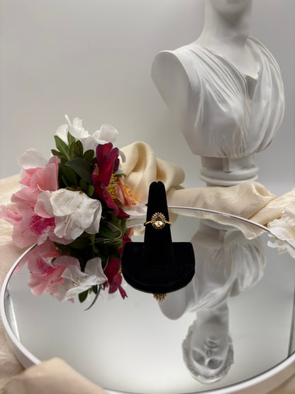 Premium Brazilian Heliodor, Multi Gemstone Flame Blossom Ring in 18K Vermeil YG Over Sterling Silver