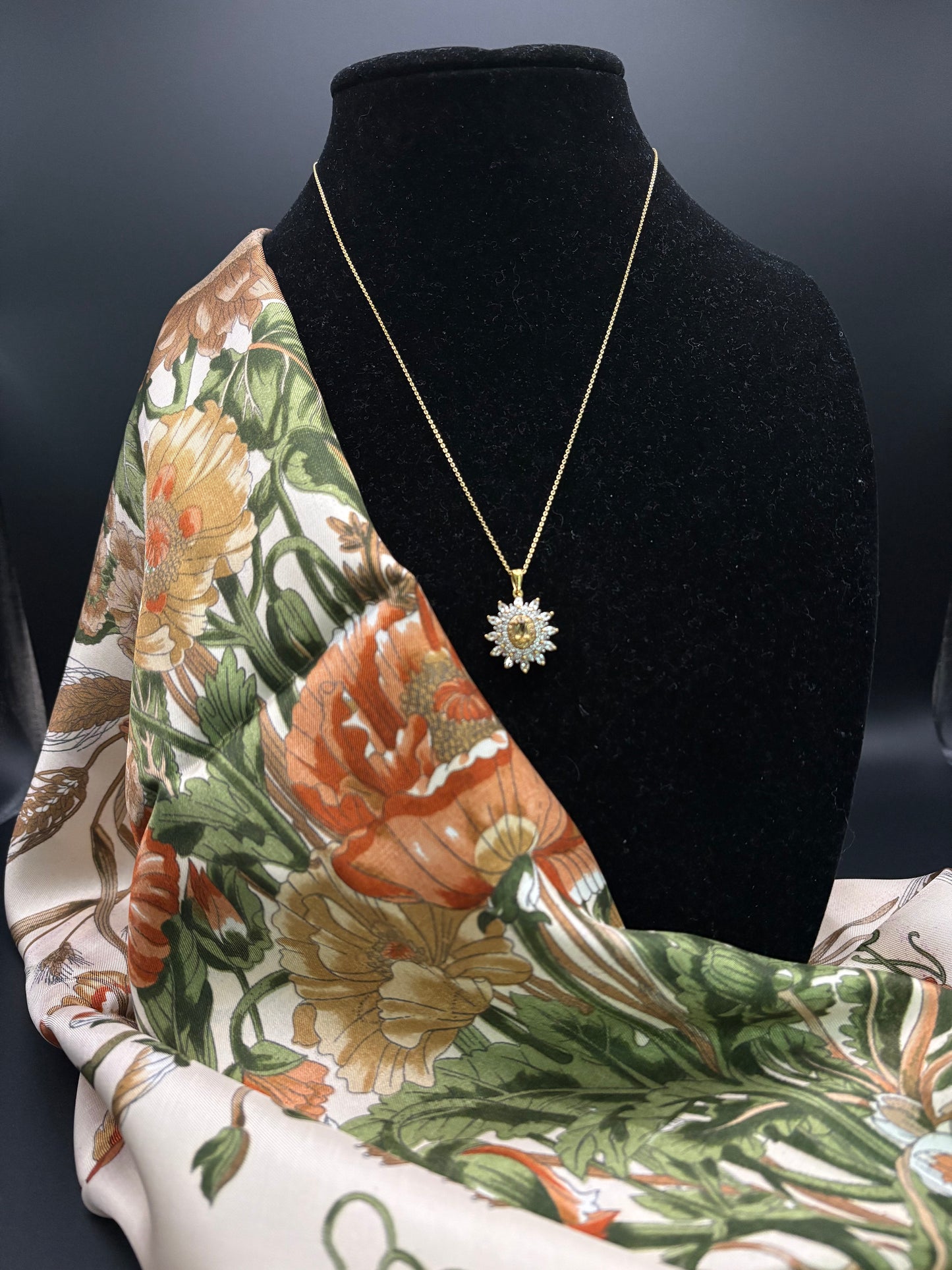 Sunflower Halo Pendant Necklace