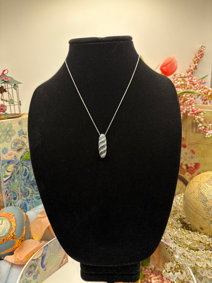 Blue Diamond , Diamond Pendant Necklace in Rhodium and Platinum Over Sterling Silver