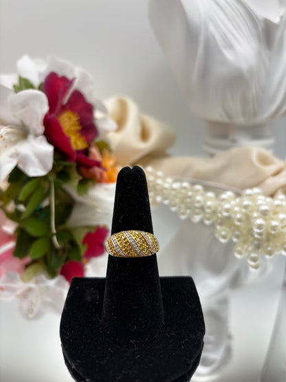 Yellow Diamond , Diamond Ring in Vermeil Yellow Gold Over Sterling Silver
