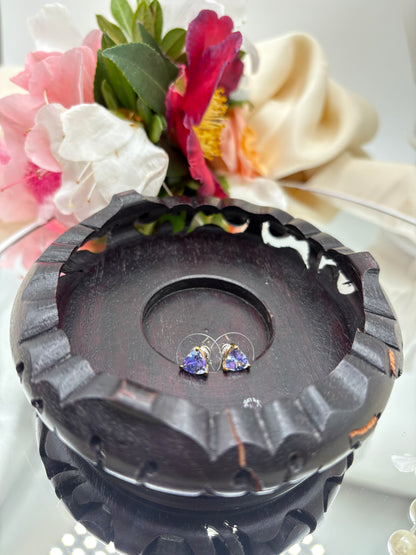 Tanzanite Solitaire Stud Earrings In Vermeil YG Over Sterling Silver