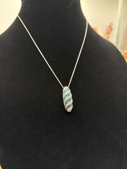 Blue Diamond , Diamond Pendant Necklace in Rhodium and Platinum Over Sterling Silver