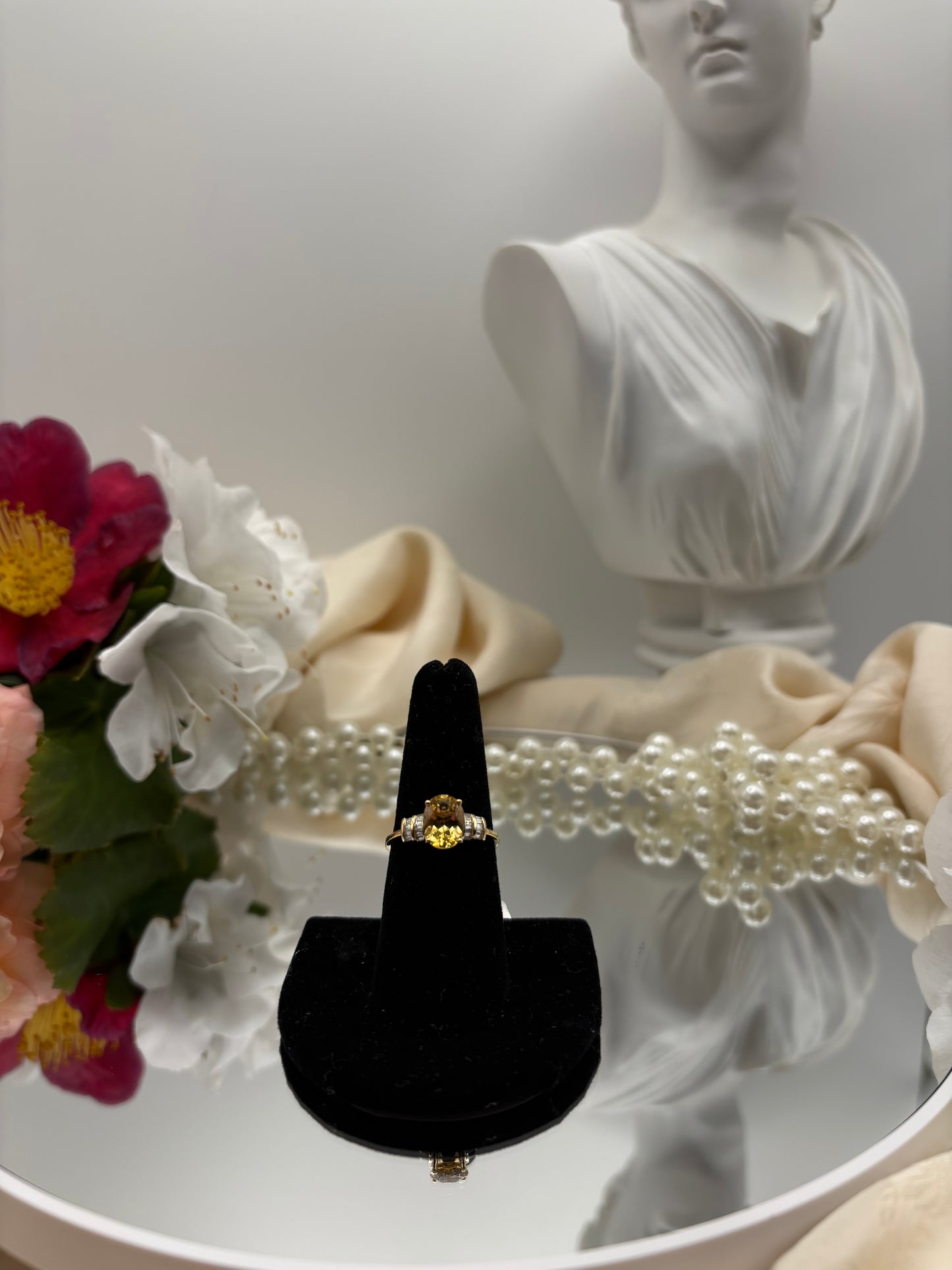 10K Yellow Gold AAA Brazilian Heliodor, Luxuriant Lab Grown Diamond (VS) Empire Gleam Ring