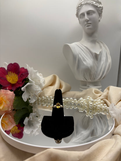 10K Yellow Gold AAA Brazilian Heliodor, Luxuriant Lab Grown Diamond (VS) Empire Gleam Ring