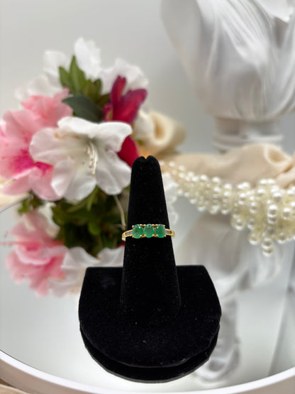 Kagem Zambian Emerald White Diamond 3 Stone Ring