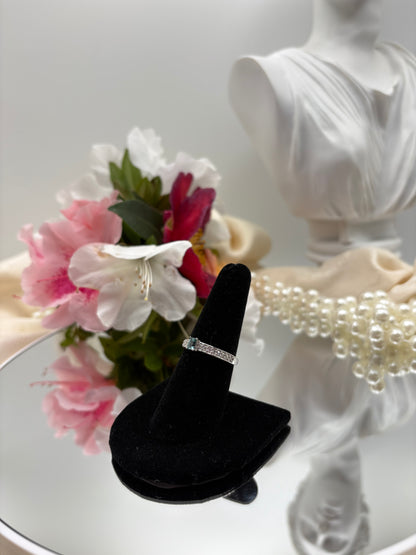 Pirineu Lagoon tourmaline Diamond Midnight Glow RIng in Rhodium Over Sterling Silver