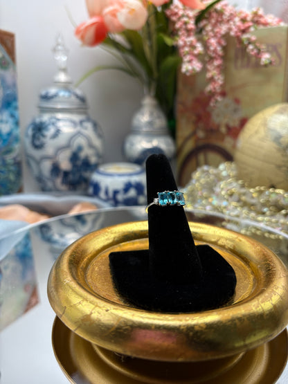 Madagascar Paraiba Apatite, Diamond 3 Stone Ring in Platinum Over Sterling Silver