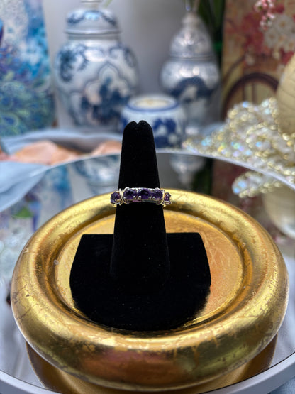 African Amethyst Ring 18K YG Plated and Platinum Bond