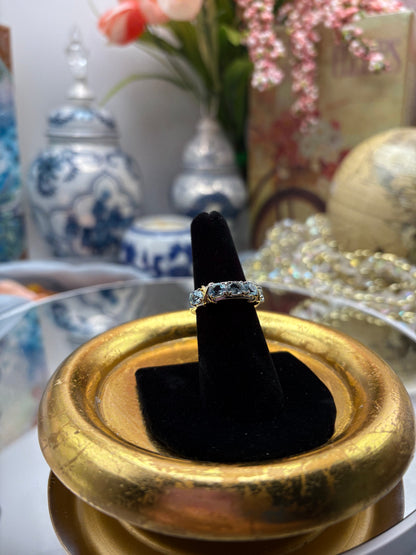 Sky Blue Topaz Ring 18K YG Plated and Platinum Bond