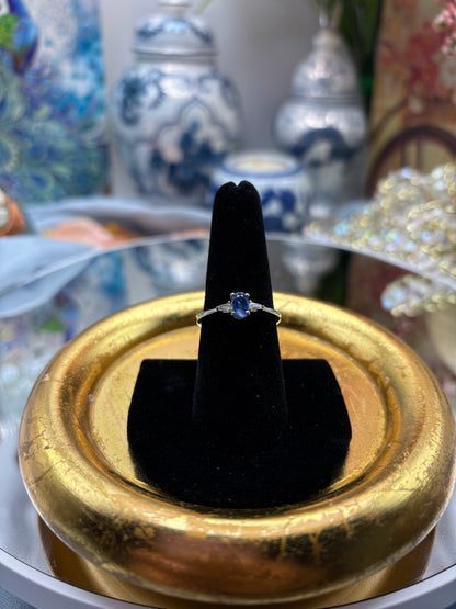 Kashmir Kyanite, White Topaz Ring In Platinum Over Sterling Silver