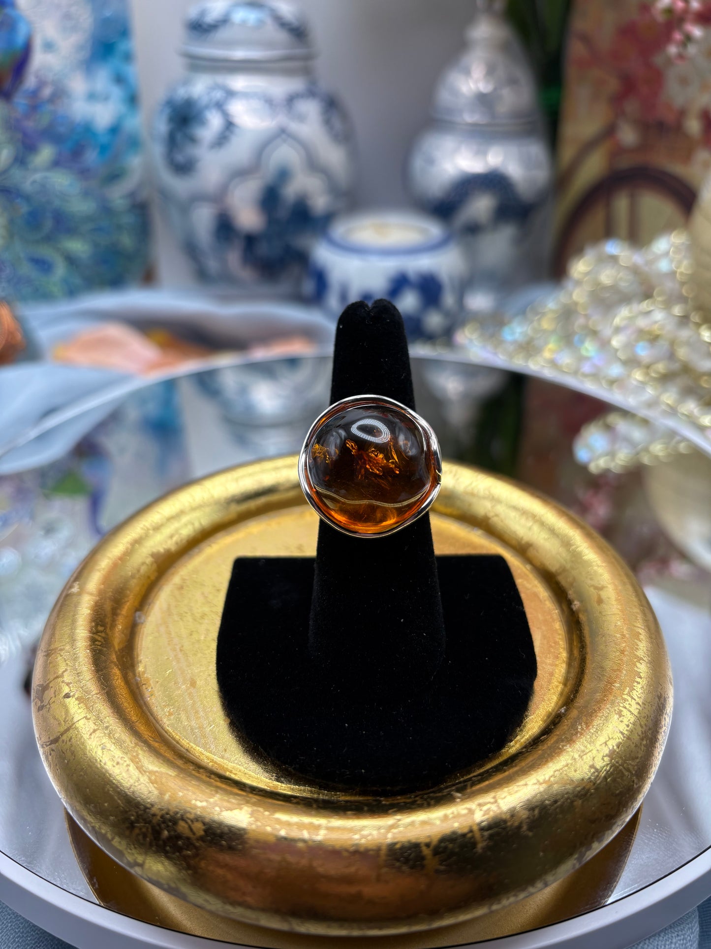 Baltic Amber Ring In Sterling Silver