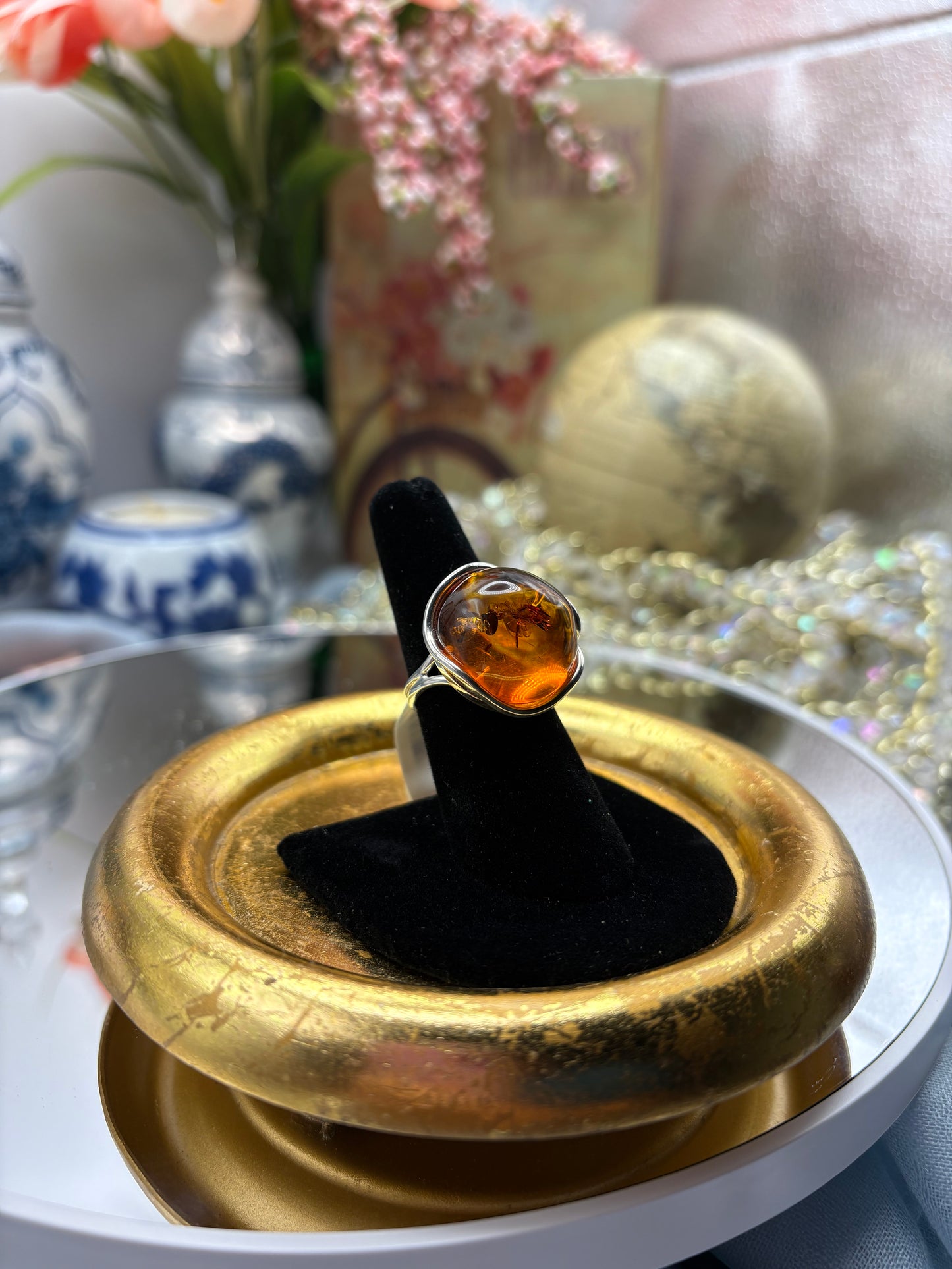 Baltic Amber Ring In Sterling Silver
