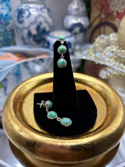 Artisan Crafted Natural Sonoran Gold Turquoise Dangle Earrings in Sterling Silver