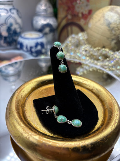 Artisan Crafted Natural Sonoran Gold Turquoise Dangle Earrings in Sterling Silver