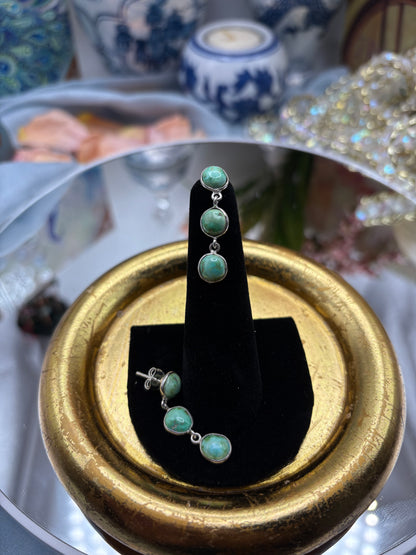 Artisan Crafted Natural Sonoran Gold Turquoise Dangle Earrings in Sterling Silver