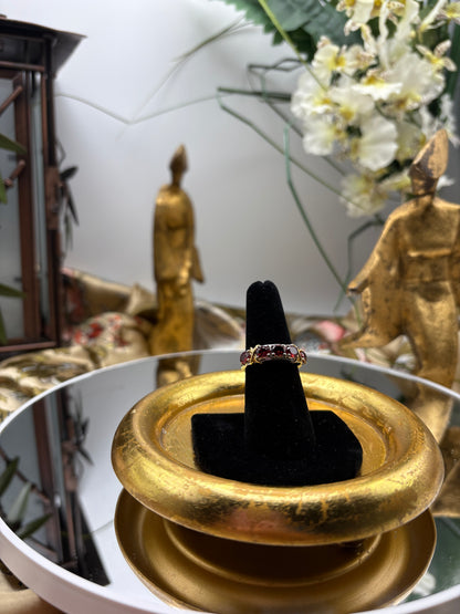 Mozambique Garnet Ring 18K YG Plated and Platinum Bond