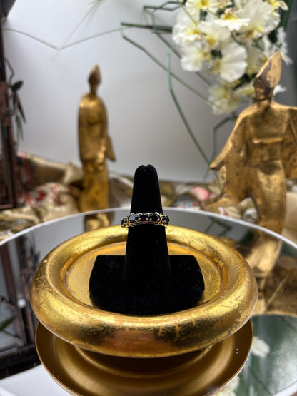 Thai Black Spinel Ring 18K YG Plated and Platinum Bond