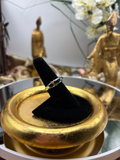 Thai Black Spinel Ring 18K YG Plated and Platinum Bond