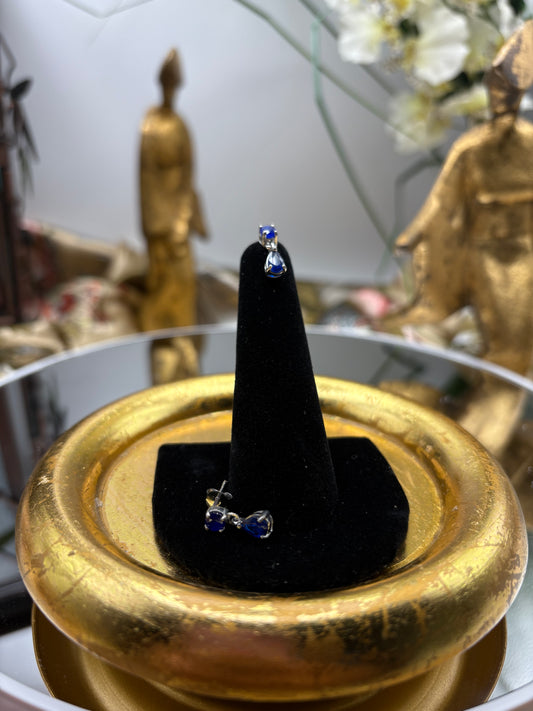 Tanzanian Blue Spinel Drop Earrings in Platinum Over Sterling Silver