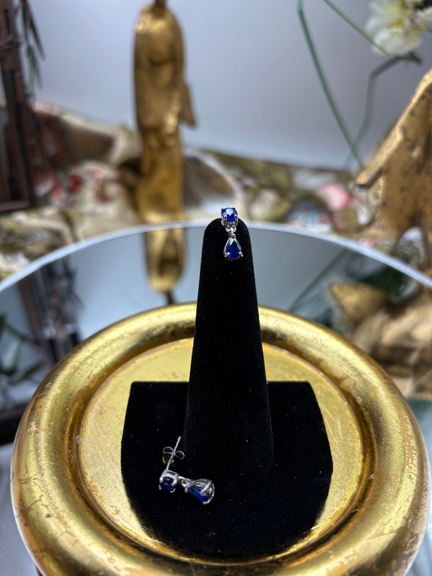 Tanzanian Blue Spinel Drop Earrings in Platinum Over Sterling Silver