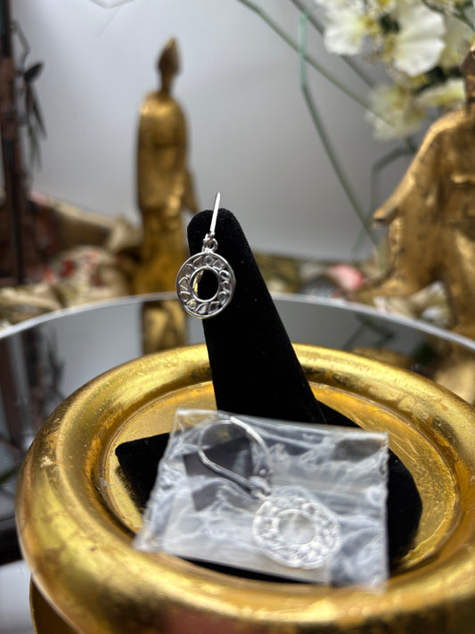 Polk I Diamond Lever Back Round Earrings in Sterling Silver