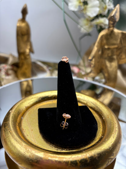 Diamond Accent Floral Stud Earrings in 14K RG Over Sterling Silver