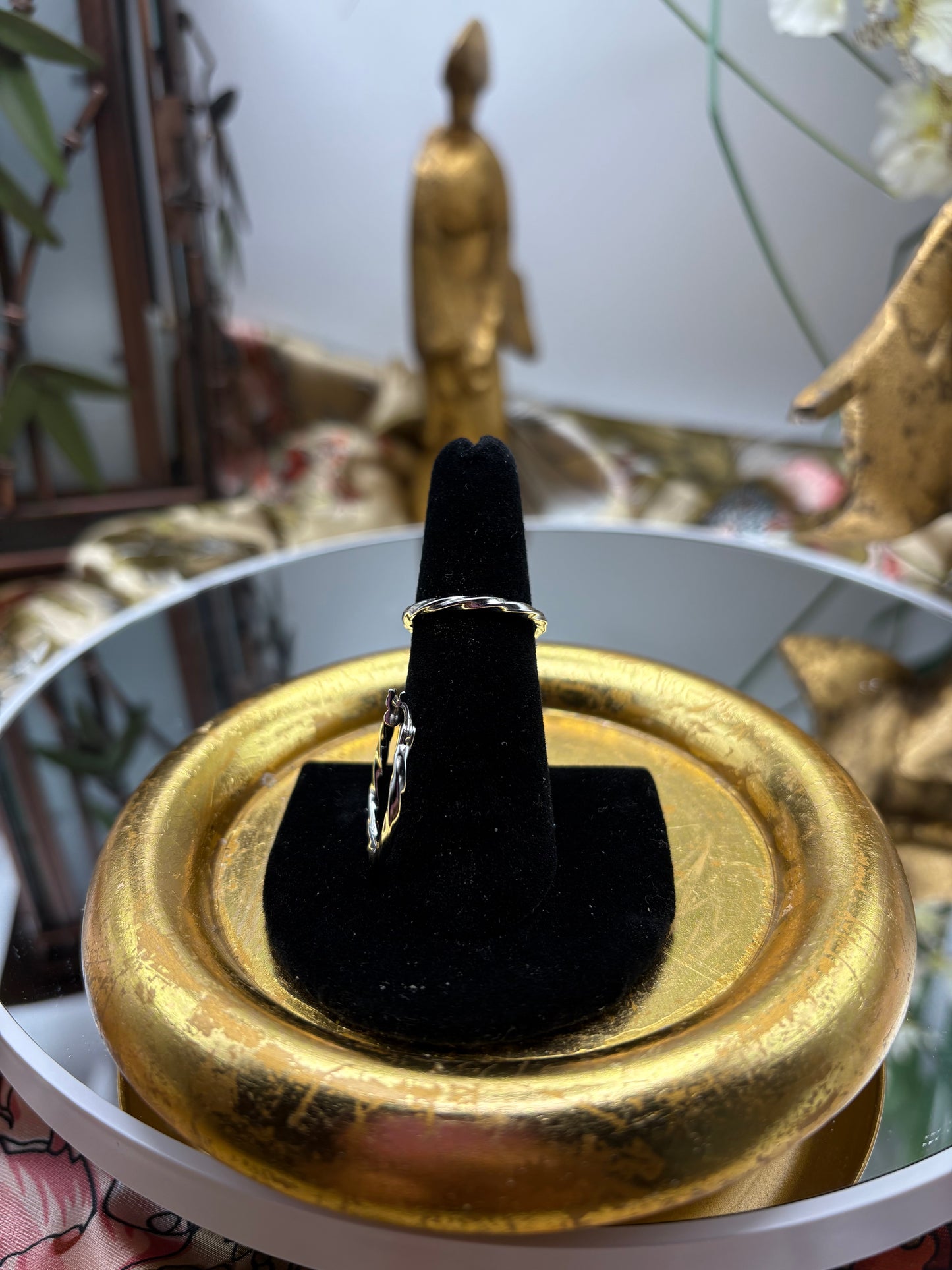 Rhodium Over Sterling Silver Twisted Hoop Earrings