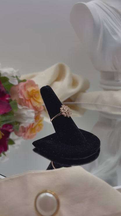 Uncut Natural Pink Diamond Floral Stud Jewelry Set In 18K Vermeil RG Over Sterling Silver