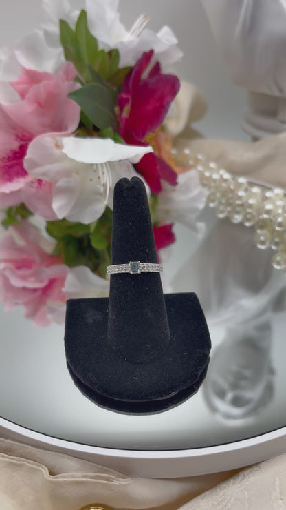 Pirineu Lagoon tourmaline Diamond Midnight Glow RIng in Rhodium Over Sterling Silver