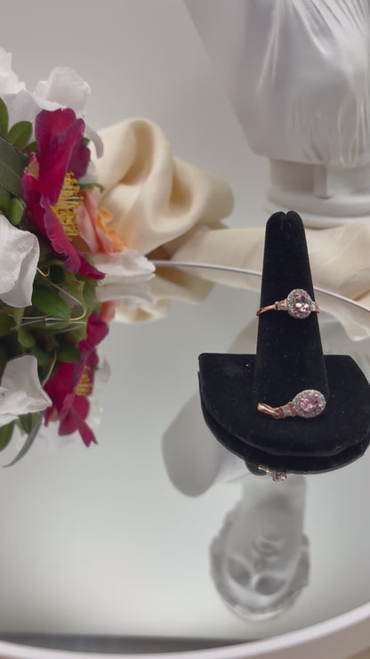 Narsipatnam Pink Spinel, White Zircon Halo Ring and Pendant in 18K Vermeil RG Over Sterling Silver