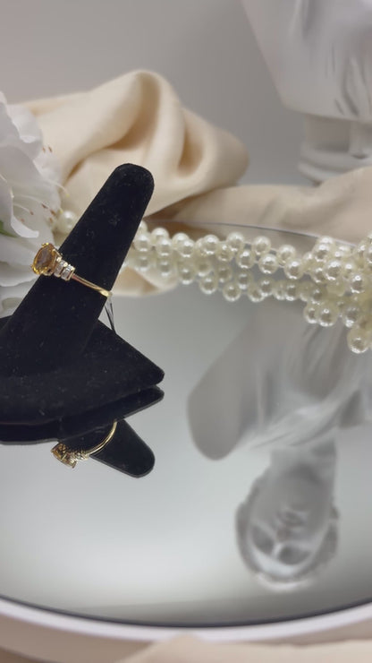 10K Yellow Gold AAA Brazilian Heliodor, Luxuriant Lab Grown Diamond (VS) Empire Gleam Ring