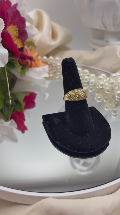 Yellow Diamond , Diamond Ring in Vermeil Yellow Gold Over Sterling Silver