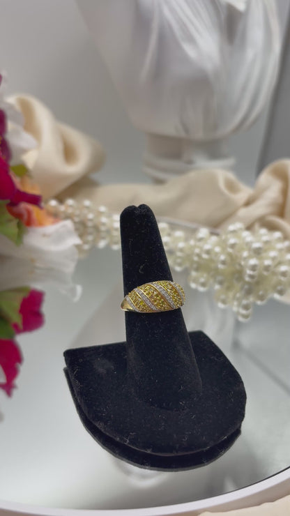 Yellow Diamond , Diamond Ring in Vermeil Yellow Gold Over Sterling Silver
